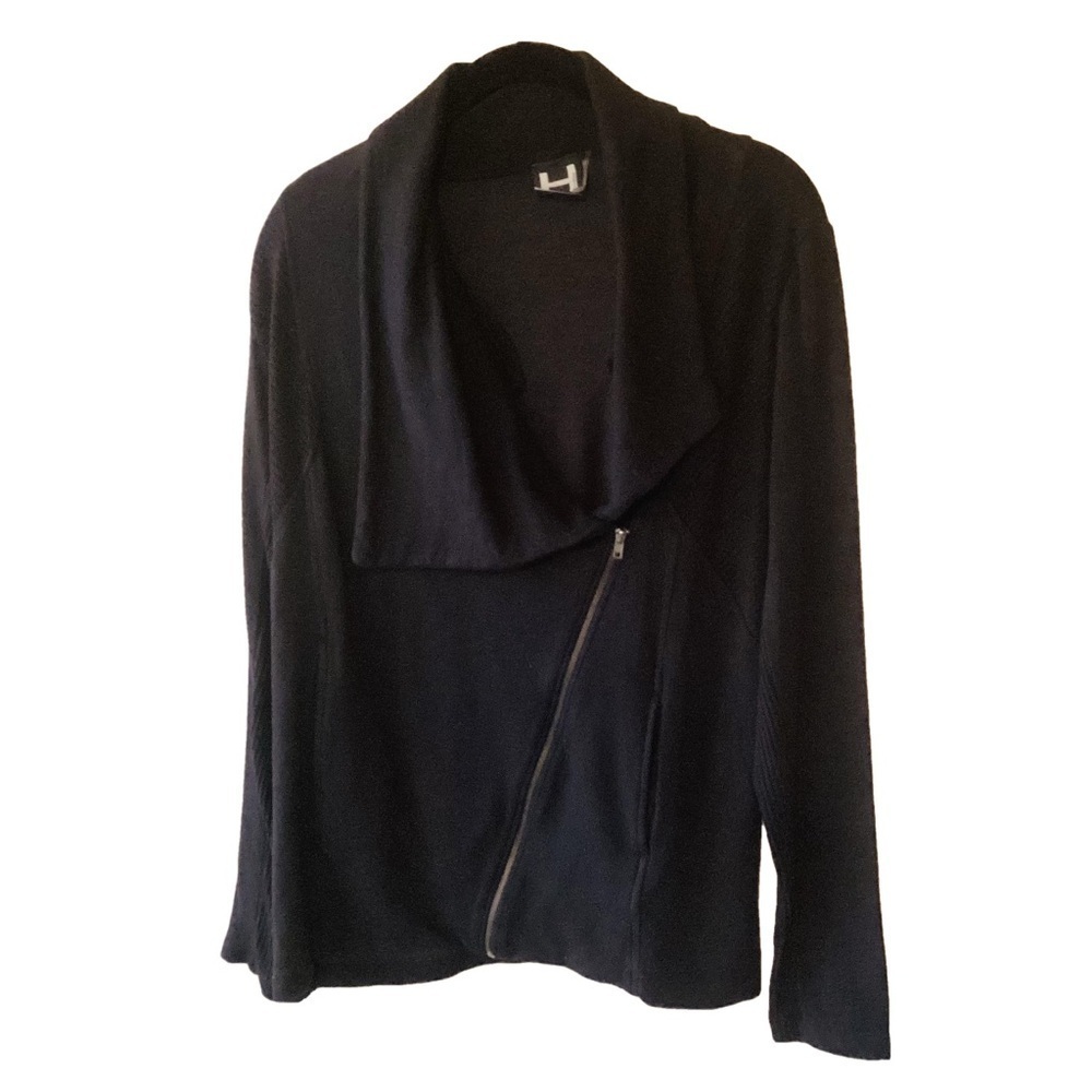 H by Bordeaux Black Asymmetrical Zip Jacket S